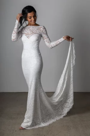 Suknia Ślubna Style 9 robe mariee boheme chic manches longues boucle 720x
